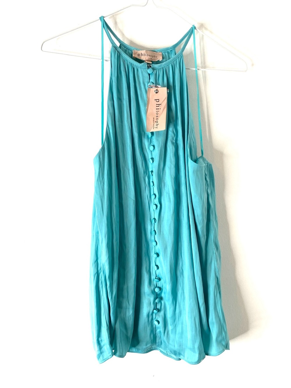 Philosophy NWT Turquoise Sleeveless Button Front Swing Tank Top Lined